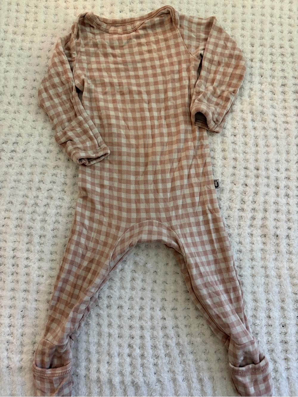 Baby Gingham Footed One-Piece in Blush